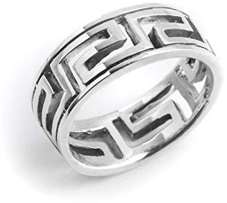 Silverly Frauen Männer 925 Sterling Silber Offen griechischen Schlüssel 7 mm Ring, Größe: 63 (20.1)