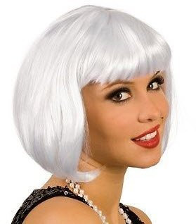 SILBER Perücke Bob Cabaret Bobschnitt Charleston glattes Haar Karneval Silvester Verkleiden Kostüm Platin kurz Kurzhaar