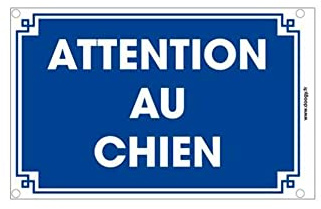 Doogy - Plaque de Garde Bleue Attention au Chien