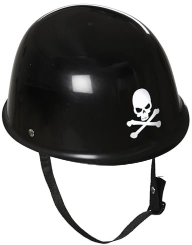 Widmann 03305 - Bikerhelm, Schwarz mit Totenkopf, aus Hartplastik, Hut, Kopfschmuck, Accessoire, Karneval, Mottoparty