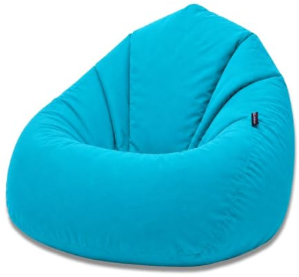 BuBiBag Sitzsack Erwachsene Bodenkissen Sitzkissen, Türkis XXXL | Riesensitzsack Tropfenform als Liegekissen, 128x85 cm, gefüllt, wasserabweisend, Indoor und Outdoor