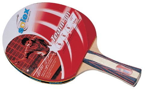 Solex Sports Tischtennis-Schläger TT Team 301 Schwamm 1,8 mm rot schwarz Holzgriff Form regulär ITTF zugelassen