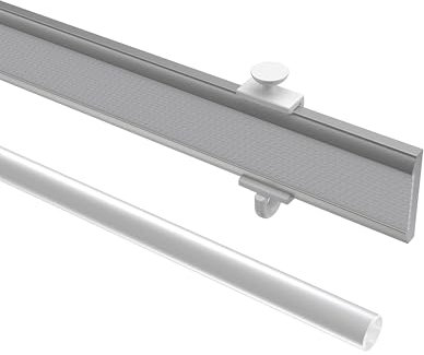Interdeco Paneelwagen Silbergrau 57 cm aus Aluminium mit Klettband kürzbar für Gardinenschienen, Typ 1620701
