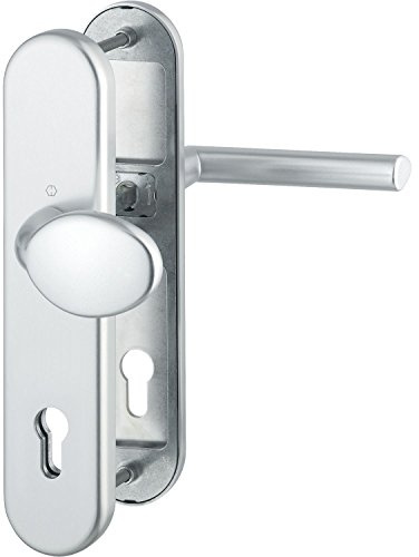 HOPPE 3893553 Sicherheits-Wechselgarnitur Stockholm-Ö-Norm Entfernung 88mm, Aluminium Silber eloxiert, Langschild Profilzylinder für Türstärke 62-72mm, ohne Kernziehschutz, Klasse 3, 1 Stück
