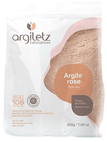 Argiletz – Argilla rosa, 200 g – per Maschera Viso & Capelli e per il bagno – Pelli Sensibili – Colore Rosa