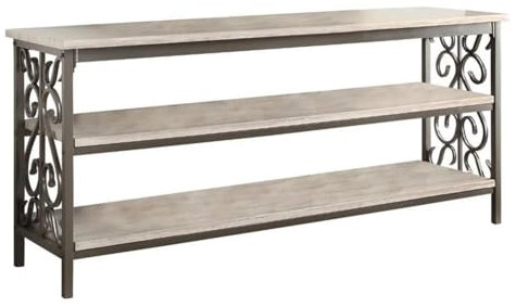 Homelegance Fairhope 35800-T Meuble TV en marbre artificiel Blanc 157,5 cm