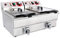 Beeketal 'BWF-102P' Profi Gastronomie Doppel Kaltzonen Fritteuse (2 x 10 Liter Volumen für max. 2 x 6 Liter Öl) Edelstahl Gastro Imbiss Friteuse mit Doppelheizspirale und Fettablaufhahn