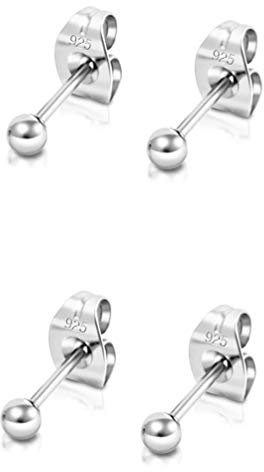 MCS Ohrringe - Silber 925 Stecker Set & Mini Damen Kugel Ohrstecker