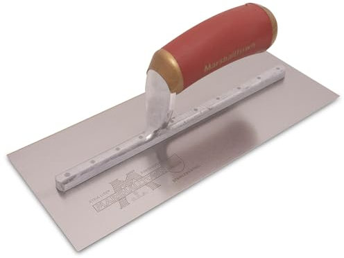 Marshalltown PermaShape Glättkelle, flache Form, mit Durasoft Griff, aus Edelstahl, perfekt für Verputzer und Gipser, 279x114 mm