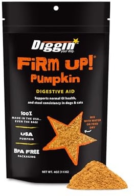 Diggin' Your Dog – Firm Up Pumpkin for Dogs & Cats – Fiber Supplement with Pumpkin & Apple Fiber for Cat & Dog Digestive Support – Made in USA, 4 oz