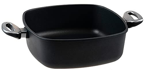 Harecker Viereckpfanne 28x28x10 cm Aluguss mit 2 Griffen | Antihaft ohne PFOA | für Induktion, Gas, Ceran & Elektro | backofenfest bis 240 °C | groß, robust & vielseitig | Made in Germany
