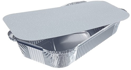 20 Schalen Alu + Einlegdeckel, Pappe PE beschichtet eckig 800ml Menüschalen Aluschalen