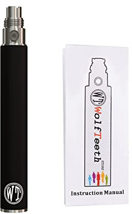 WOLFTEETH High Power 1100mAh Replacement eGo-T Shisha Pen Battery Electronic Cigarette (0ml Nicotine Free/Black 1016)