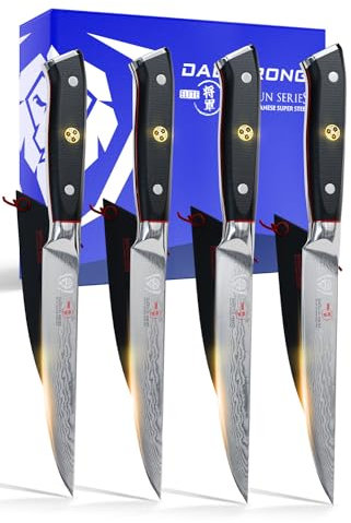 DALSTRONG 4-teiliges Premium Steakmesser Set - Shogun Series - Damaszener - aus Japanischem AUS-10V Super Stahl