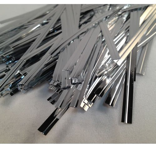 100 Silver 4 (100mm) Metallic Twist Ties / Bag Sealers Coloured Plastic with Wire