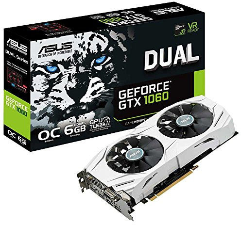 Asus DUALGTX1060O6G Carte graphique Nvidia GeForce GTX 1060, 1809 MHz OC, 6GB GDDR5X 192 bit