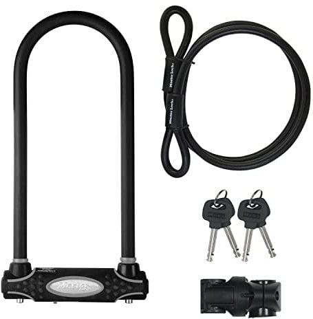 Master Lock Candado Bicicleta U con Cable, Llave, Soporte de Transporte, Antirrobo Certificado, XL, 8285EURDPRO