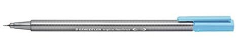 STAEDTLER 334-34 Triplus Fineliner (Dreikant, Superfeine, Metallgefasste Spitze, Linienbreite ca. 0,3 mm, 10 Stück) aquablau