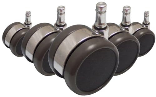 hjh OFFICE 619020 5x rotelle design 11mm / 65mm rotelle per sedie da ufficio per pavimenti duri cromo (confezione da 5)