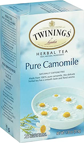 Twinings, Herbal Tea, Pure Camomile, Caffeine Free, 25 Tea Bags, 1.32 oz (37.5 g)