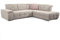 CAVADORE Ecksofa Mistrel mit Ottomanen rechts / Große Eck-Couch im modernen Design / Inkl. verstellbare Kopfteile / 269 x 77 x 228 / Grau-Weiß
