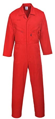 Portwest C813 Overall Liverpool Mit 8 Taschen Für Arbeitsbereiche | Rot, M, Polyester-Baumwollgewebe, Elastische Rückenfalte, Zwei-Wege-Reißverschluss, Seitliche Zugangsöffnungen