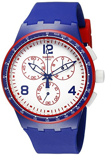Swatch Unisex Chronograph Quarz Uhr mit Silikon Armband SUSZ100
