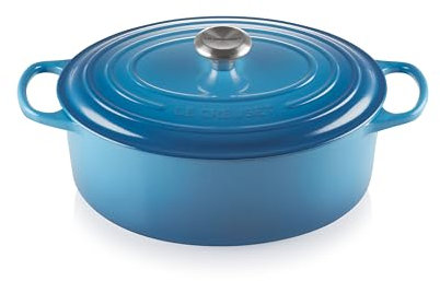 Le Creuset Signature Enamelled Cast Iron Oval Casserole Dish With Lid, 31 cm, 6.3 Litre, Marseille Blue, 211783120