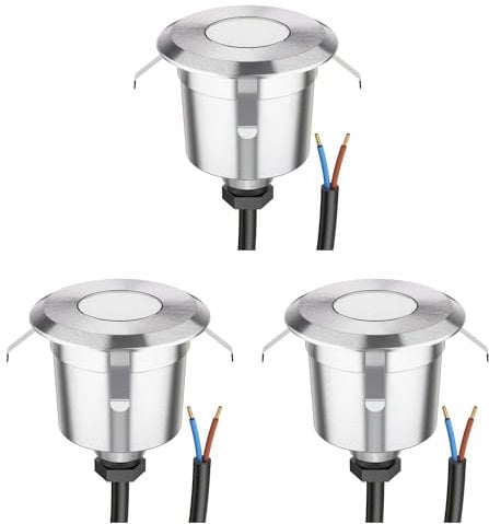 ledscom.de 3 Stück LED Bodeneinbauleuchte AGENA für außen, IP65, edelstahl, rund, 60mm Ø, kaltweiß
