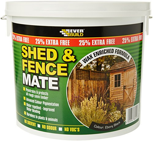 Everbuild Shed and Fence Mate Wax Enriched Water Repellent Treatment – UV-resistant – Ebony Black – 5 Litre