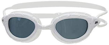 Zoggs Predator Schwimmbrille Erwachsene, Herren und Damen – UV-Schutz, Antibeschlag, Bequemer Sitz & Einfach Verstellbare Zugbänder Rauchglas, Weiß, Regulär