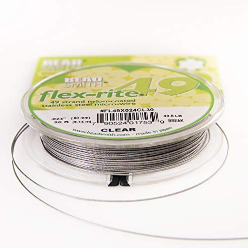 Beadsmith Flex Rite 49 Strand Flex Rite Beading Stringing Wire .024 Inch 30 Feet Professional Nylon Coated Stainless Steel Extra Strong 43.8Lb Break