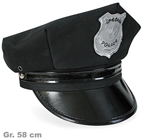 Markenlos Polizei-Mütze, schwarz, Gr. 58 cm
