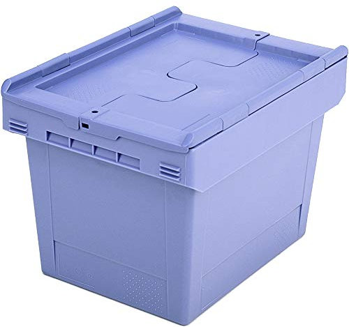 Bito 6-11124 Mehrwegbehälter MB mit anscharniertem zweiteiligem Klappdeckel, MBD43271, Inhaltsbelastung 25 kg, Plastik, taubenblau, 42 x 61 x 41 cm