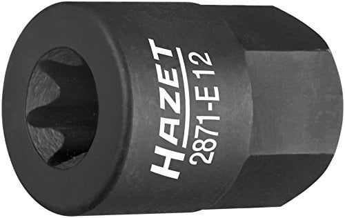Hazet Turbolader/Krümmer Torx® Einsatz 2871-E12 ∙ Außen-Sechskant 17 mm ∙ außen Torx® Profil ∙ Schlüsselweite: E 12 ∙ Gesamtlänge: 28 mm, 1 Stück