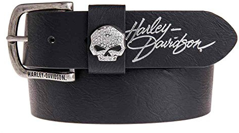 Harley-Davidson Women's Rock Candy Embellish Willie G Skull Belt HDWBT11023-BLK