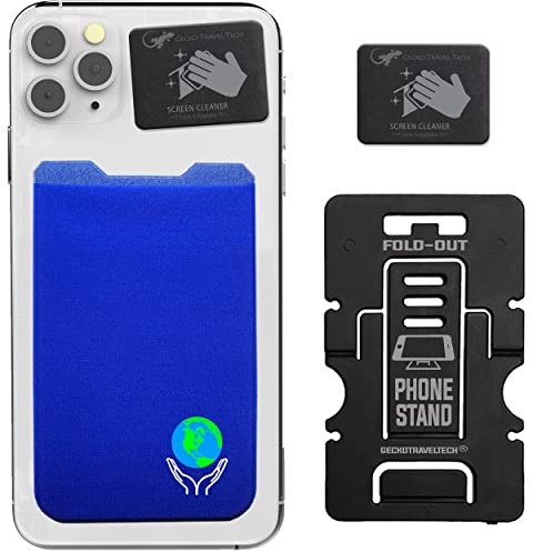 Gecko Travel Tech Earth Day Phone Wallet - iPhone That Sticks On - Cell Phone Card Holder - Credit Card Mobile Wallet
