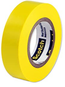 3M Scotch 35 Polyvinyl Chloride Color Coding Electrical Tape, 0 to 221 Degree F, 1250V/mil Dielectric Strength, 20' Length x 1/2 Width, Yellow by 3M