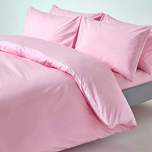 HOMESCAPES Pink Pure Egyptian Cotton Duvet Cover Set King Size 200 TC 400 Thread Count Equivalent 2 Pillowcases Included Quilt Cover Bedding Set