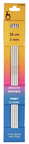 Crafty Capers Knitting Needles, Set of Four, 20cm x 3mm, Grey, Metal, Straight