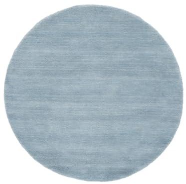 RugVista Handloom, Teppich, Ø 100 cm, Rund, Niedriger Stapel, Wohnzimmer, Esszimmer, Schlafzimmer, Diele, Nur chemische Reinigung, Care & Fair Zertifiziert, Hell Blau