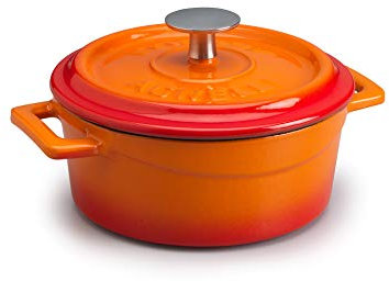 Pentole Agnelli Linea Ghisa COGHSRP10414O Slowcook Cacerola, 14 cm, 0,8 l, Naranja, Hierro Fundido, Arancione