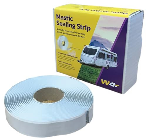 W4 Mastic Sealing Strip for Caravans & Motorhomes White 19mm – Weatherproof Sealant for Overlap Joints, Awning Rails, Roof-Lights, Window Surrounds & External Trims, Durable & Easy to Apply