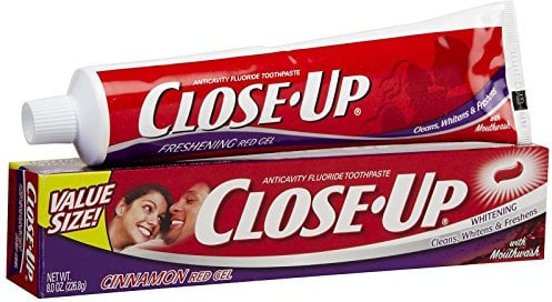 Close-Up Freshening Red Gel Anticavity Fluoride mit Mouthwash Zahnpasta - 8 Unzen - Zimt