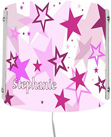 CreaDesign WA-1030-02, Sterne rosa, Kinderzimmer Wandlampe personalisiert mit Namen, Nachtlicht/Schlummerlicht für Steckdose, E14, 22 x 22,5 x 8,5 cm