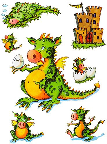 alles-meine.de GmbH 7 TLG. Set Fensterbilder - Drache & Drachenei - statisch haftend - selbstklebend + wiederverwendbar/Krokodil - Sticker Fenstersticker Aufkleber - Fens..