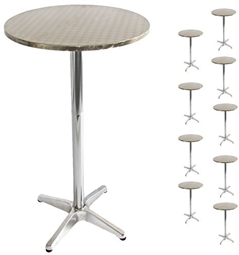 Mendler 10er-Set Alu-Stehtisch, Bistrotisch, höhenverstellbar 70/110cm Ø=60cm - klappbar