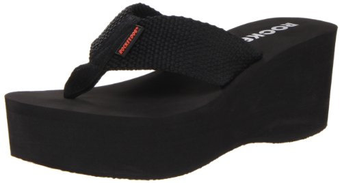 Rocket Dog Women's Crush Platform Thong Wedge Sandal, Black, 6 UK