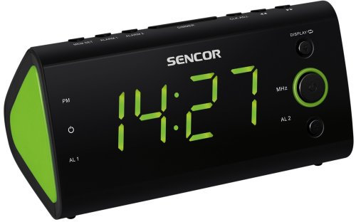 SENCOR SRC 170GN, Radiowecker (PLL-FM-Tuner, 3 cm (1,2 Zoll) LED-Display) grün