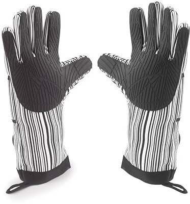 Lacor - 60062 - Guantes Horno XL, Guantes Horno Cocina, Máxima Seguridad, Gran Resistencia al Calor, Algodón con Doble Acolchado, Silicona y Poliéster, Apto para Lavadora y Secadora, 32 cm, Negro